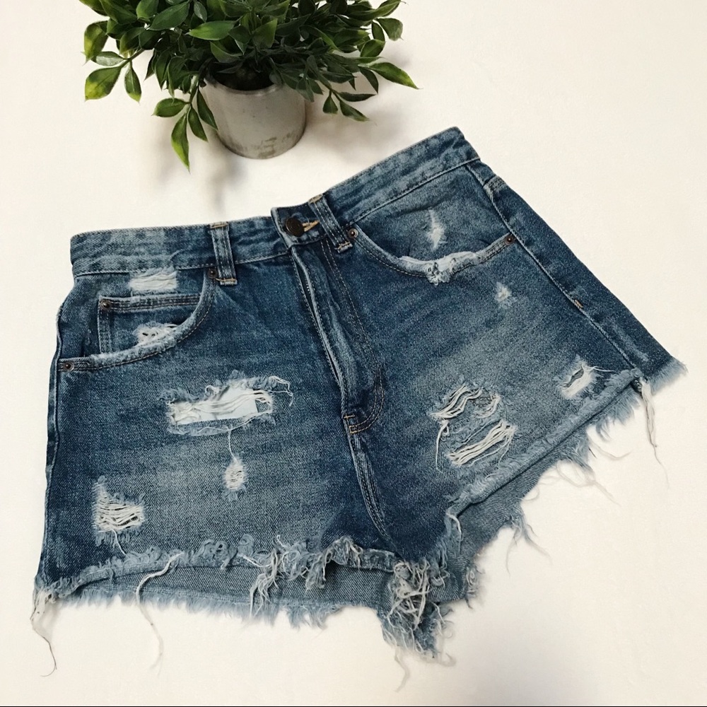 Zara High Rise Distressed Shorts